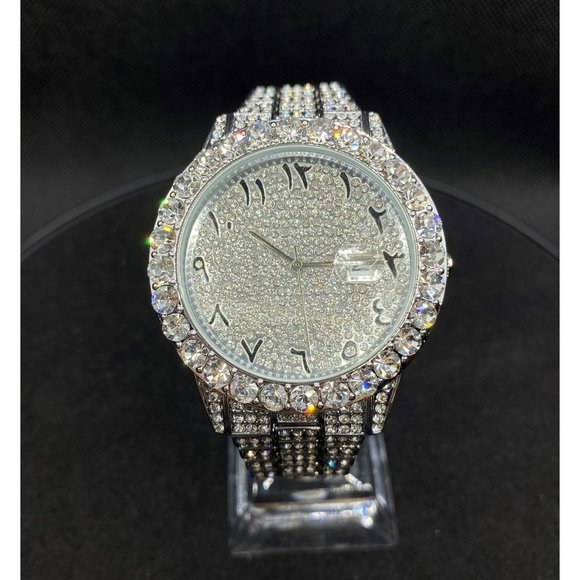 LIMITED Edition18K Silver Plated Iced Out Diamond Luxury Design Watch - Picture 1 of 6
